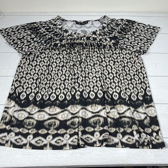 Style & Co Woman Black, Tan and White S/S Shirt Size 2X - Picture 1 of 7